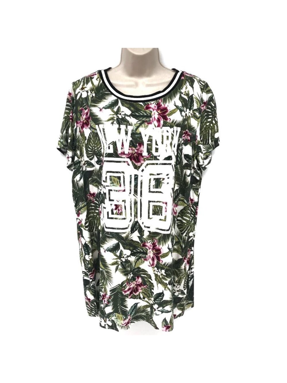 H&M Divided Womens Floral Graphic Tee New York 36 Print Viscose Casual Top 12